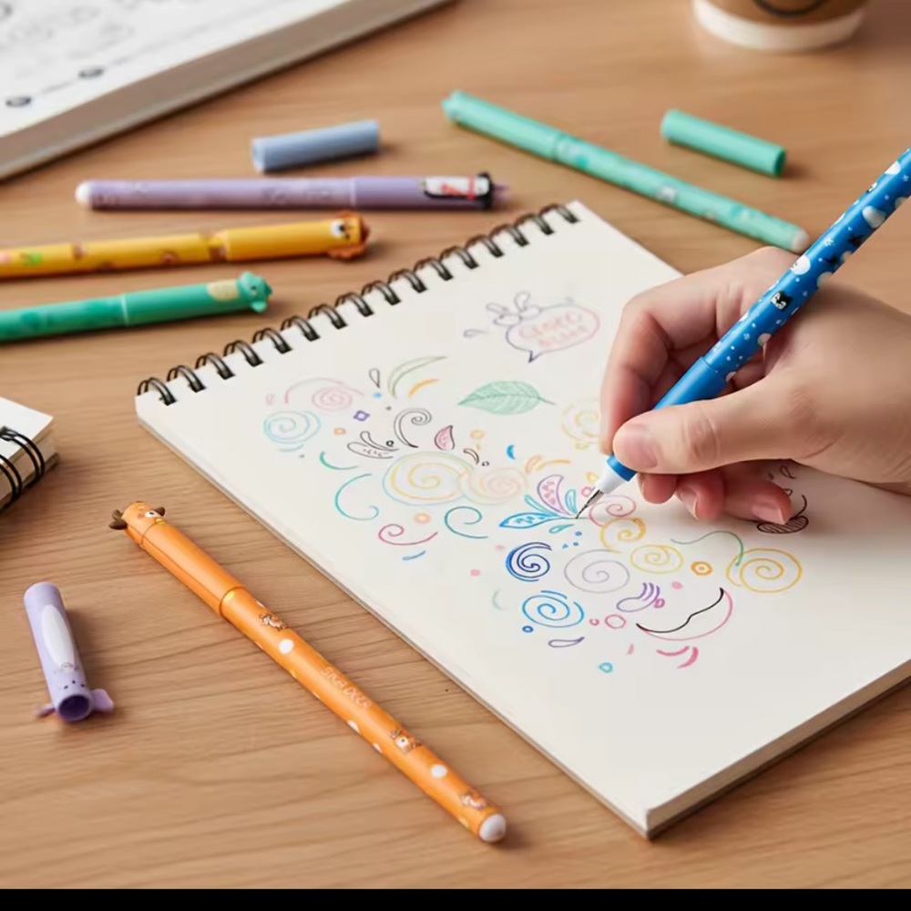 Cute Animal Cap Erasable Gel Pens Set of 8 - Assorted Colors for Kids and Adults - Picture 7 of 9